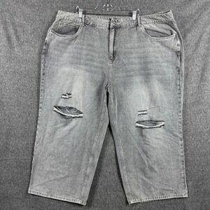 BloomChic Jeans Womens 26 Gray High Rise Distressed Capri Denim Plus Size